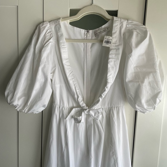 Abercrombie White Mini Puff Sleeve Summer Dress - Picture 7 of 12